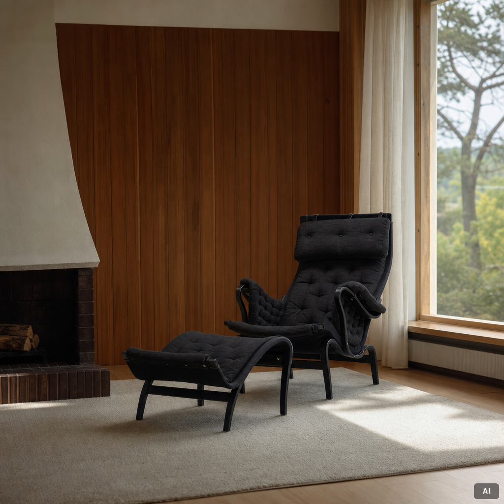 Bruno Mathsson, Armchair with footstool, 'Pernilla', Dux.