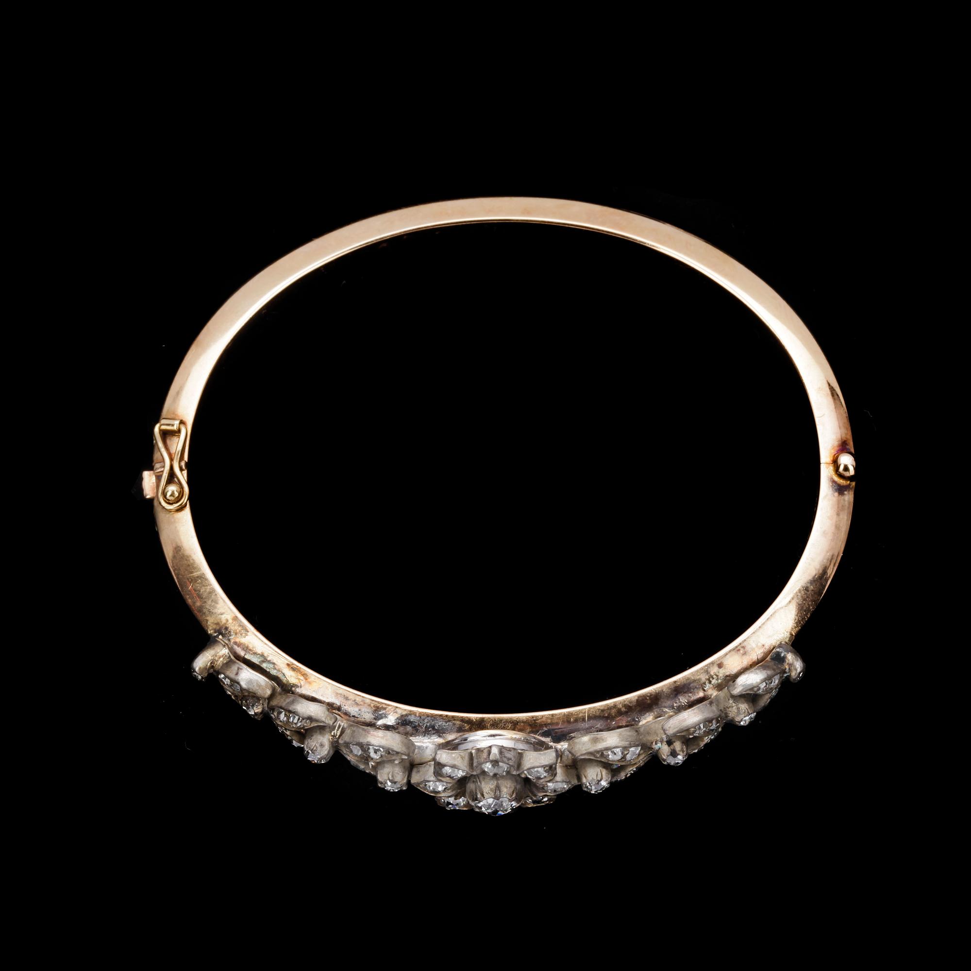 BANGLE, antique cut diamonds, tot. app. 0.90 cts.