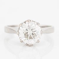 Ring, 18K white gold with a brilliant-cut diamond of 2.62 ct according to the engraving.