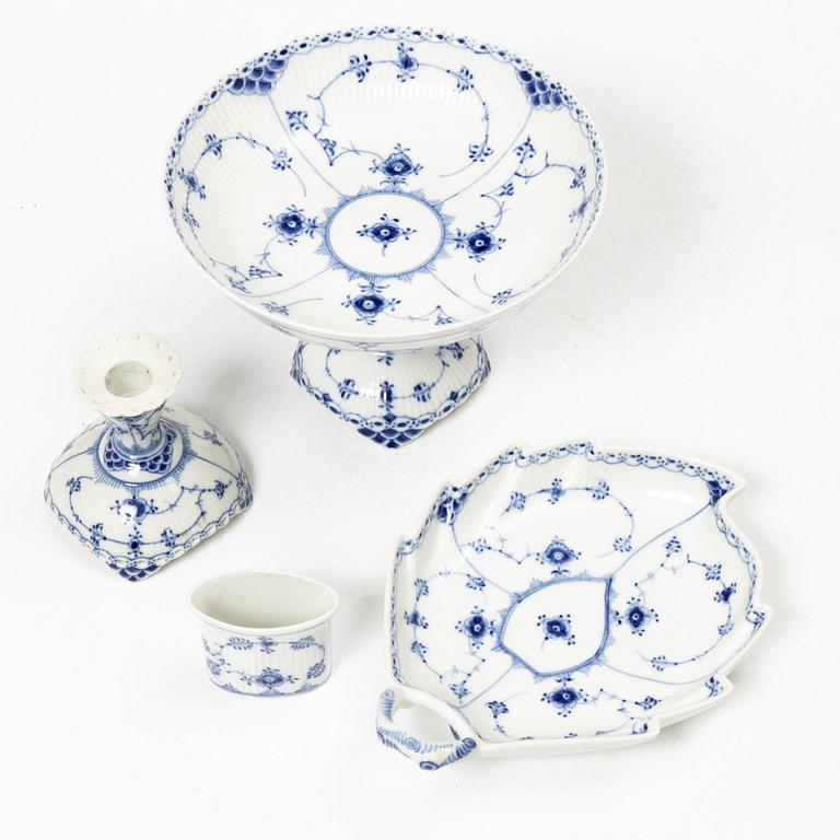 Royal Copenhagen, a 32-piece porcelain 'Blue Fluted' coffee service, mostly half lace, Denmark, 1950's/60's.