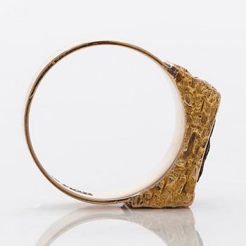 Björn Weckström, a 14K gold and copper ore 'Gold stone' ring. Lapponia 1972.
