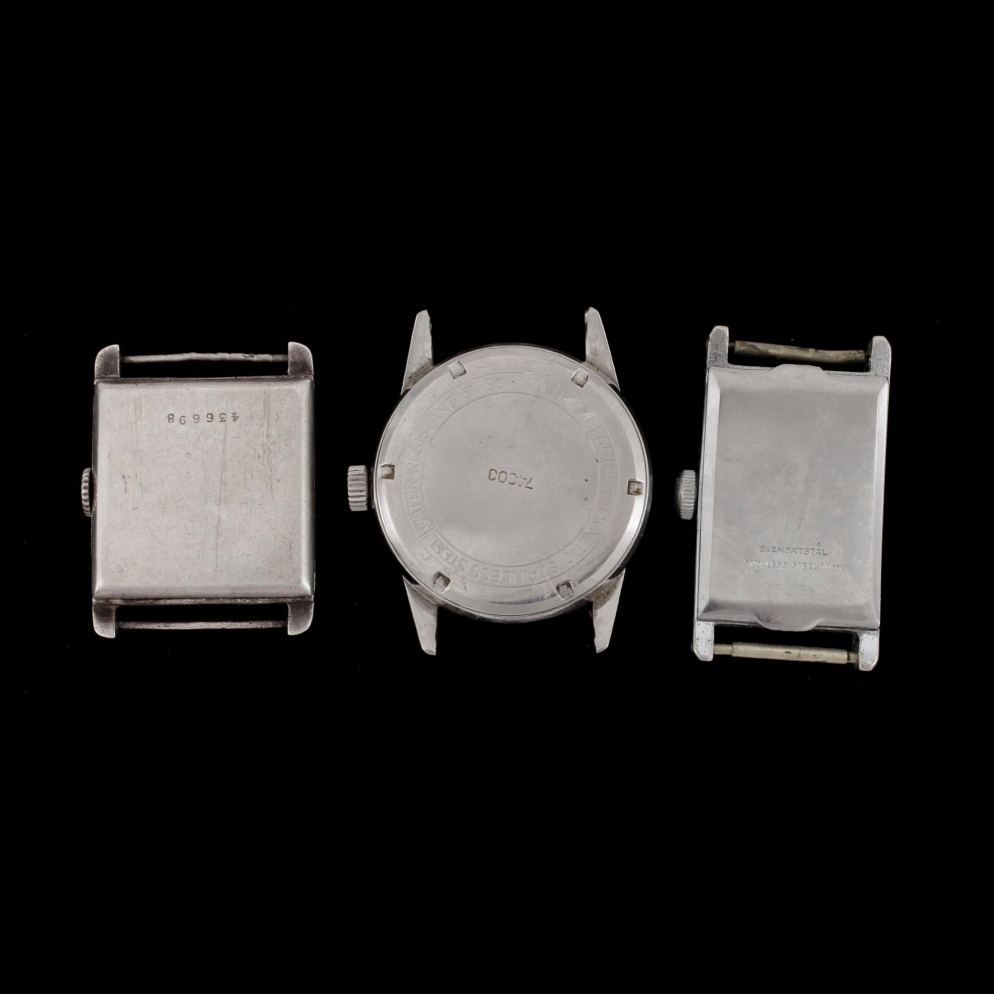 ARMBANDSUR, 3st, bla Svalan och Atlantic, 1930/40-tal.