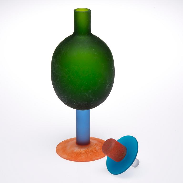 FLASKA, glas, signerad Oiva Toikka, Nuutajärvi.