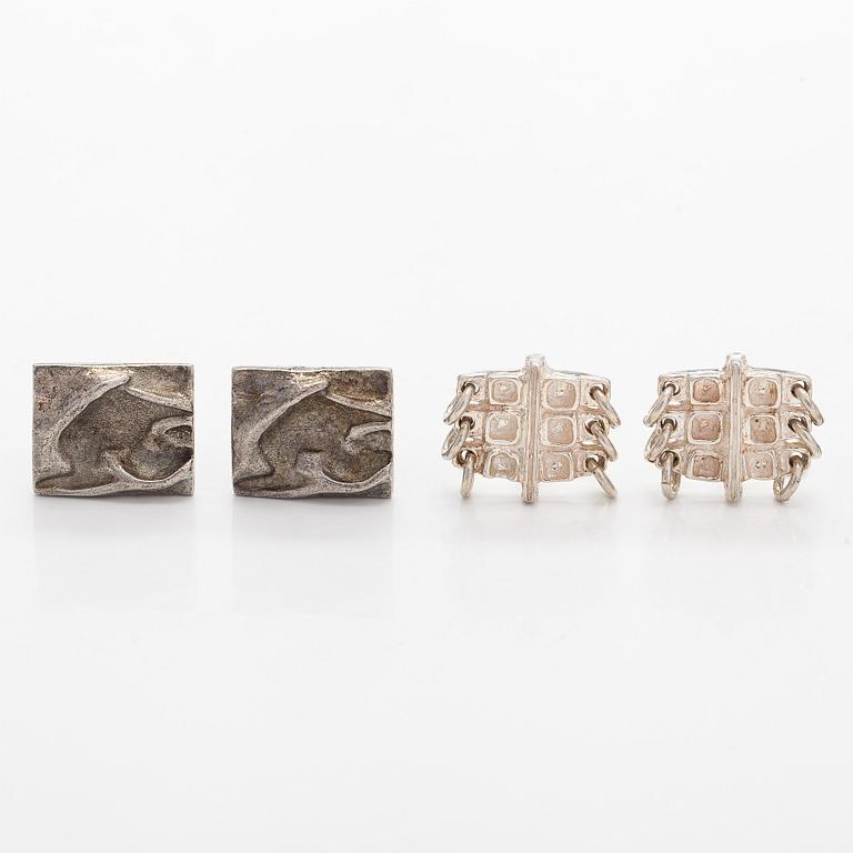 Manschettknappar, 4 par, silver, Finland och Sverige.