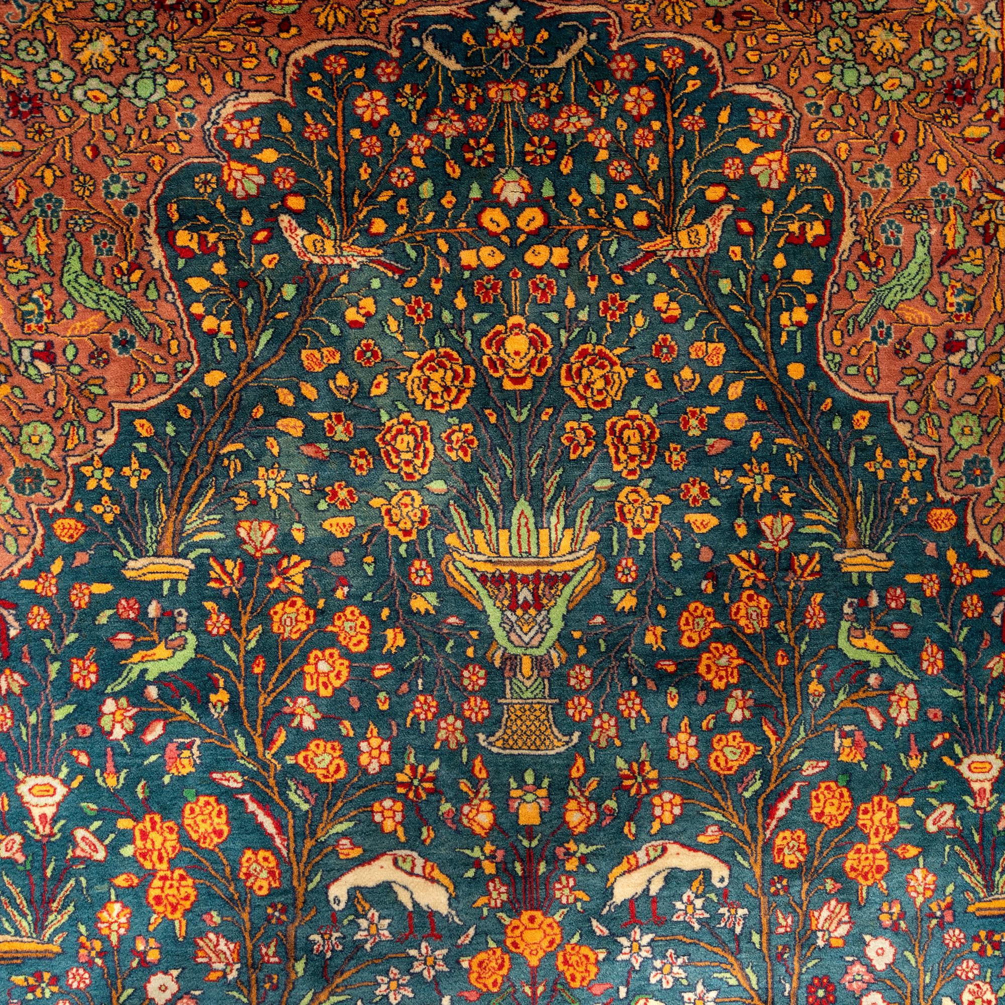 Rug, Pakistan/Northern India, figural, semi-antique, approx. 220 x 150 cm.
