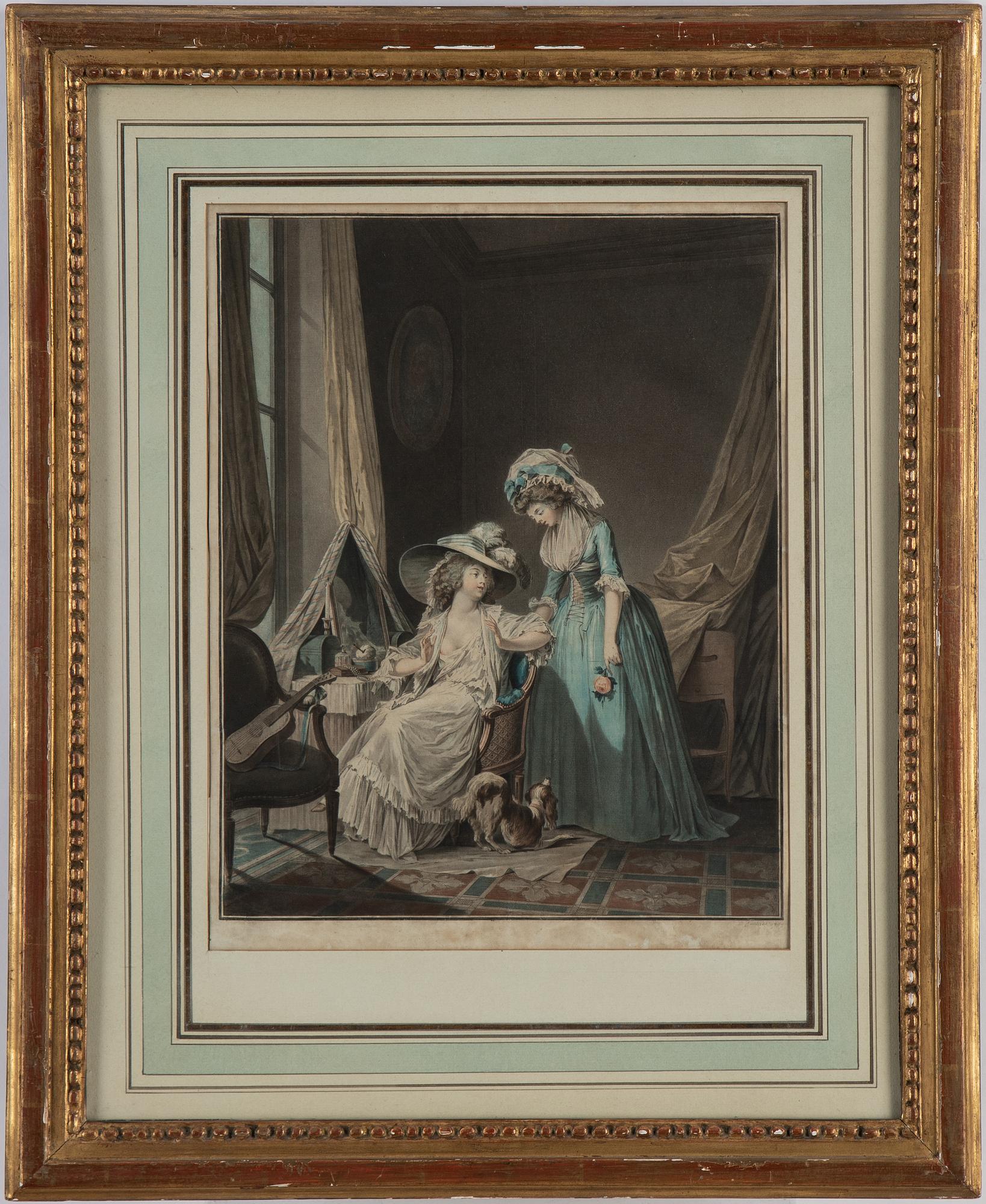 Niclas Lafrensen d.y., efter. Gravör Jean Francois Janinet. Tre färggravyrer, bildstl 35,5 x 28 cm vardera.