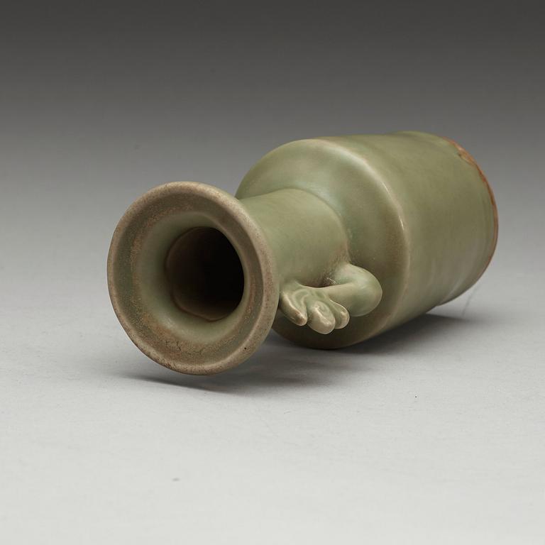 A small longquan celadon mallet vase, presumably Song/Yuan dynasty.