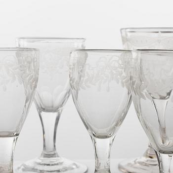 A set of 13n glasses, circa 1800.