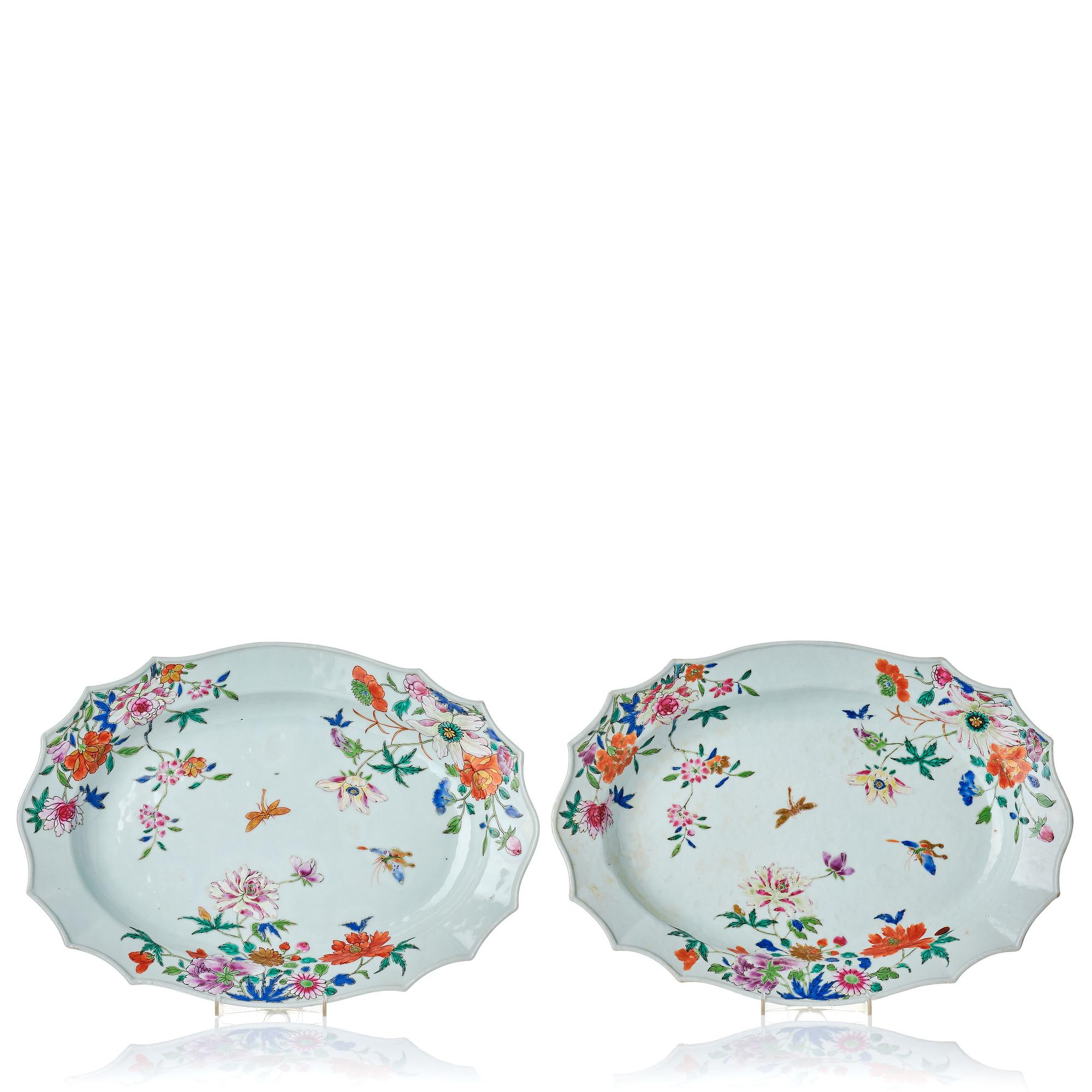 A pair of famille rose serving dishes, Qing dynasty, Qianlong (1736-95).