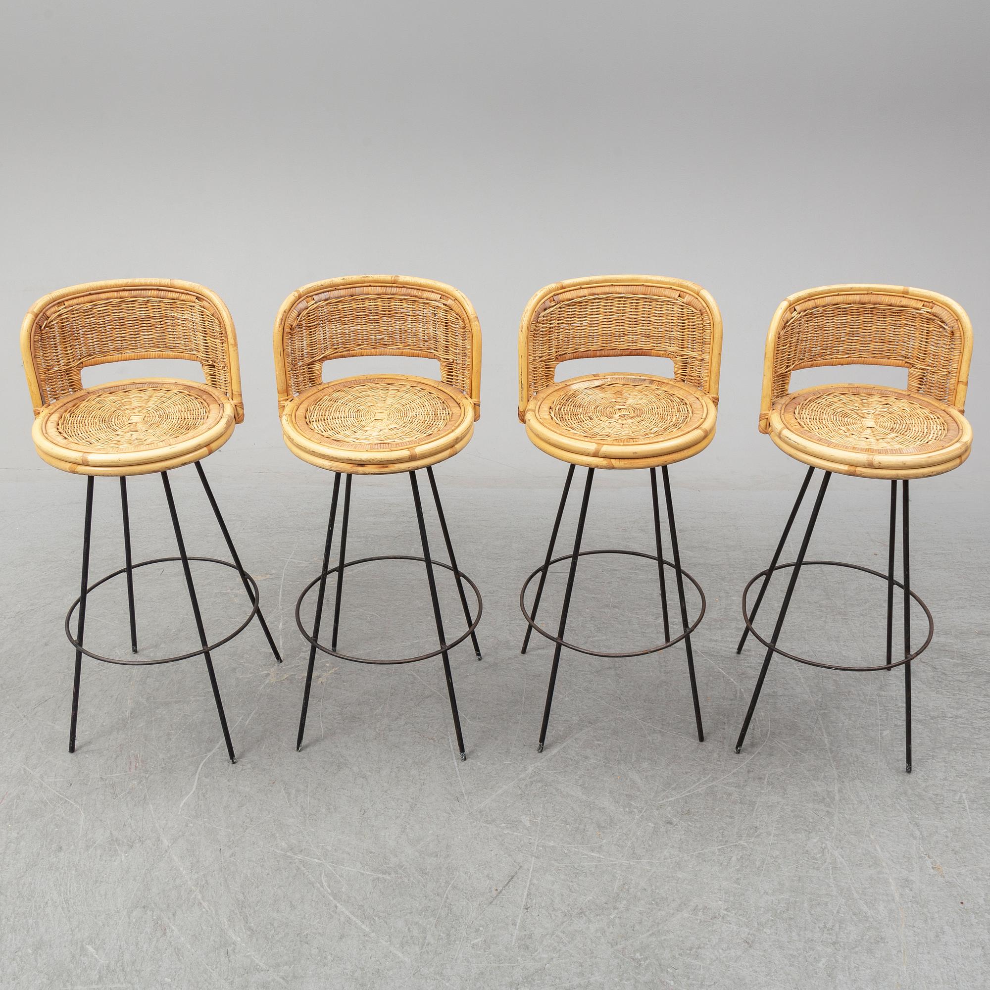 Four bar stools, second half of the 20th century.