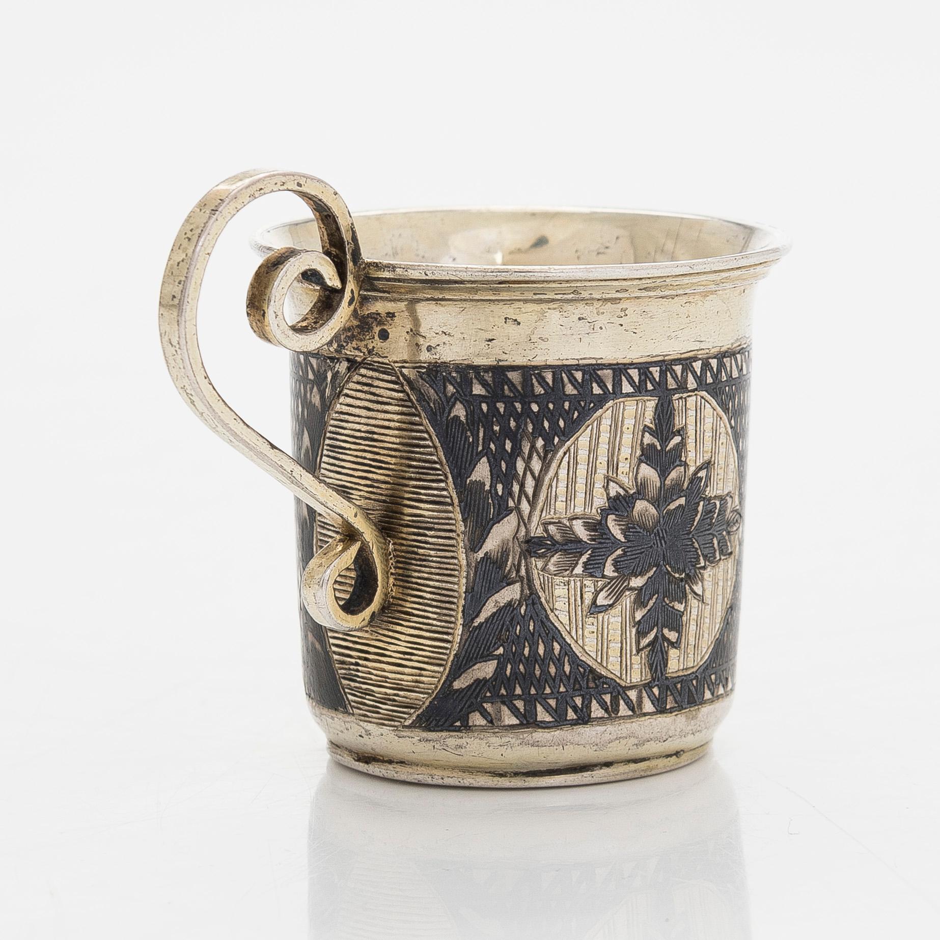 Charka, parcel-gilt silver and niello, Moscow, Russia first half/mid-19th century. Unidentified master.