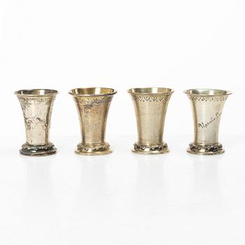 Ten Swedish silver beakers, mark of KG Markströms, Uppsala 1901-1908.