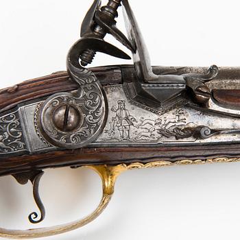 A pair of mid 18th Century German-Austrian flintlock pistols.