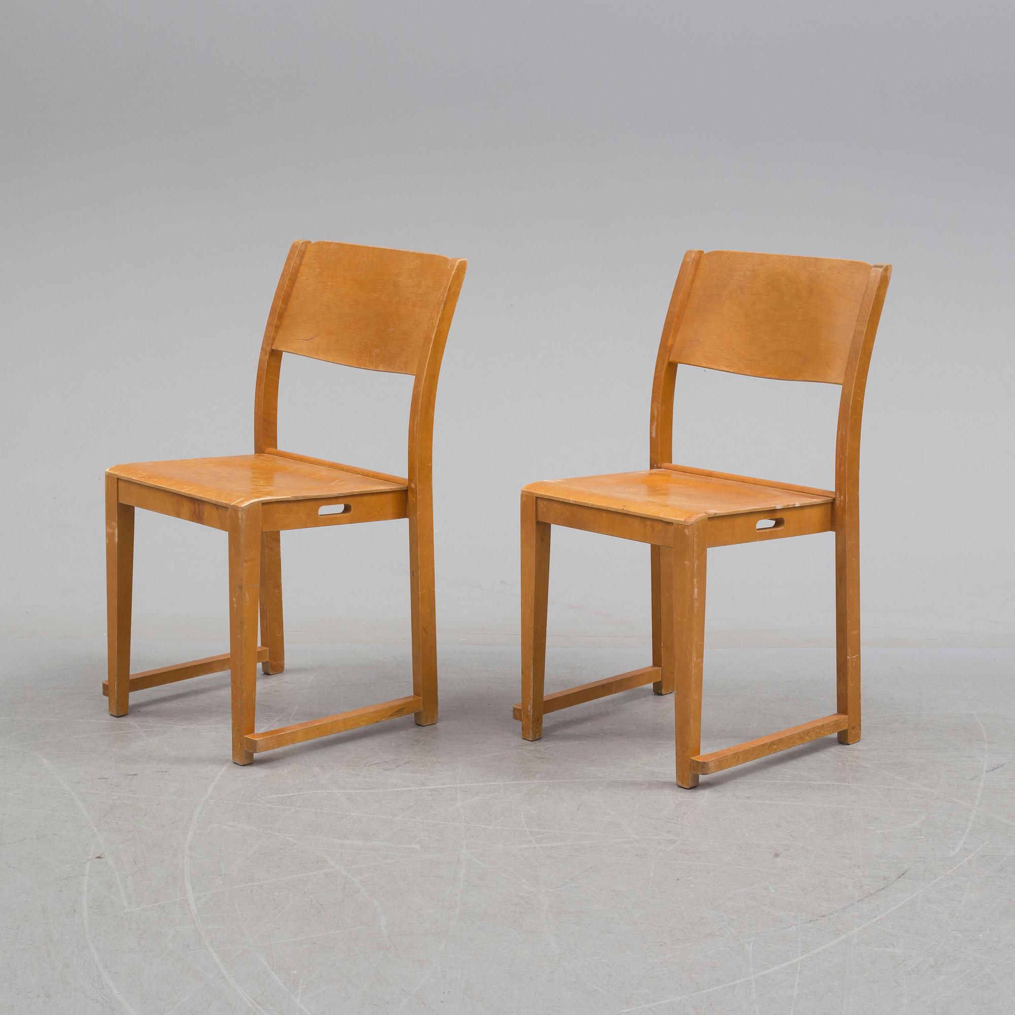 SVEN MARKELIUS, six birch 'Orkesterstolen' chairs, mid 20th Century.
