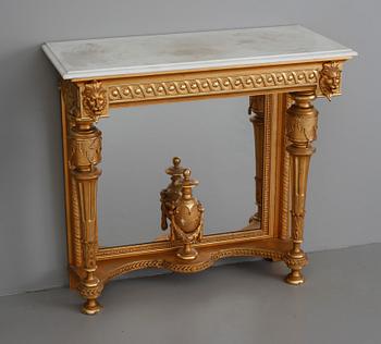 SPEGEL MED KONSOLBORD, Ny Louis XVI, sent 1800-tal.