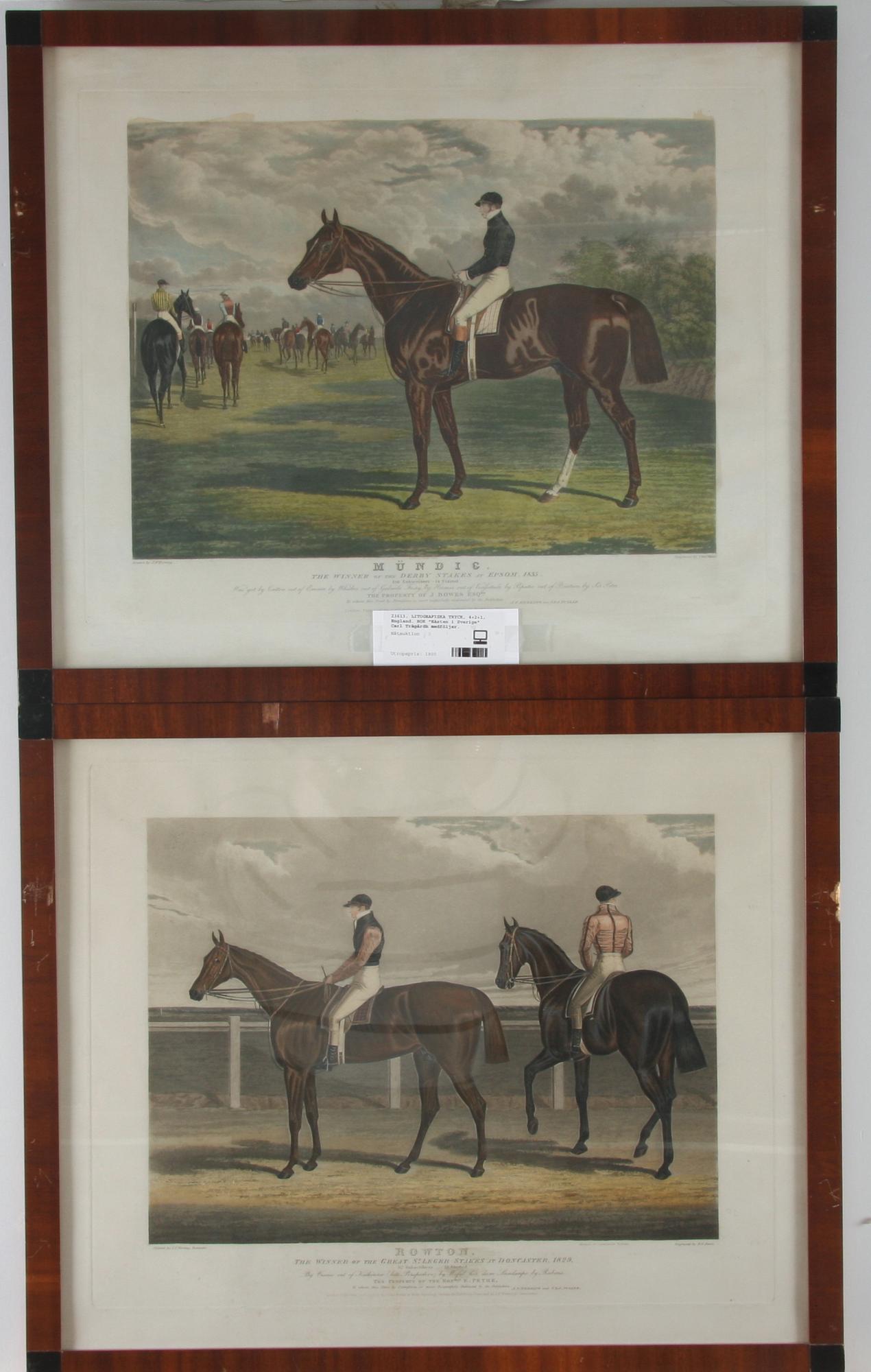 LITOGRAFISKA TRYCK, 4+2+1, England. BOK "Hästen i Sverige" Carl Trägårdh medföljer.