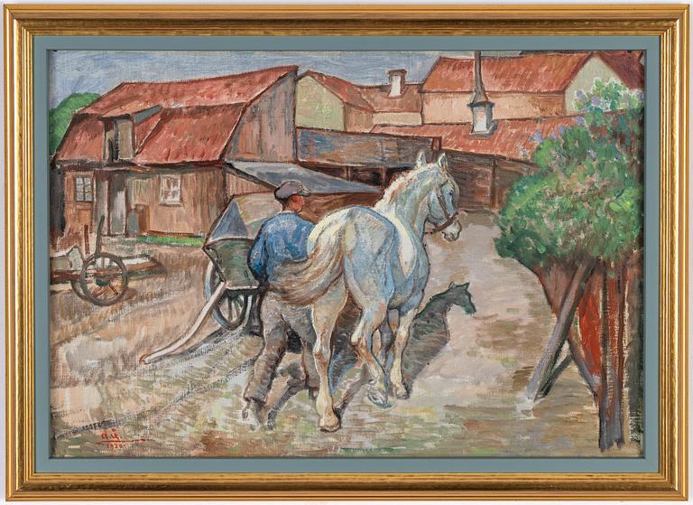 Acke Åslund, oil on canvas, signed AÅ and dated 1920.