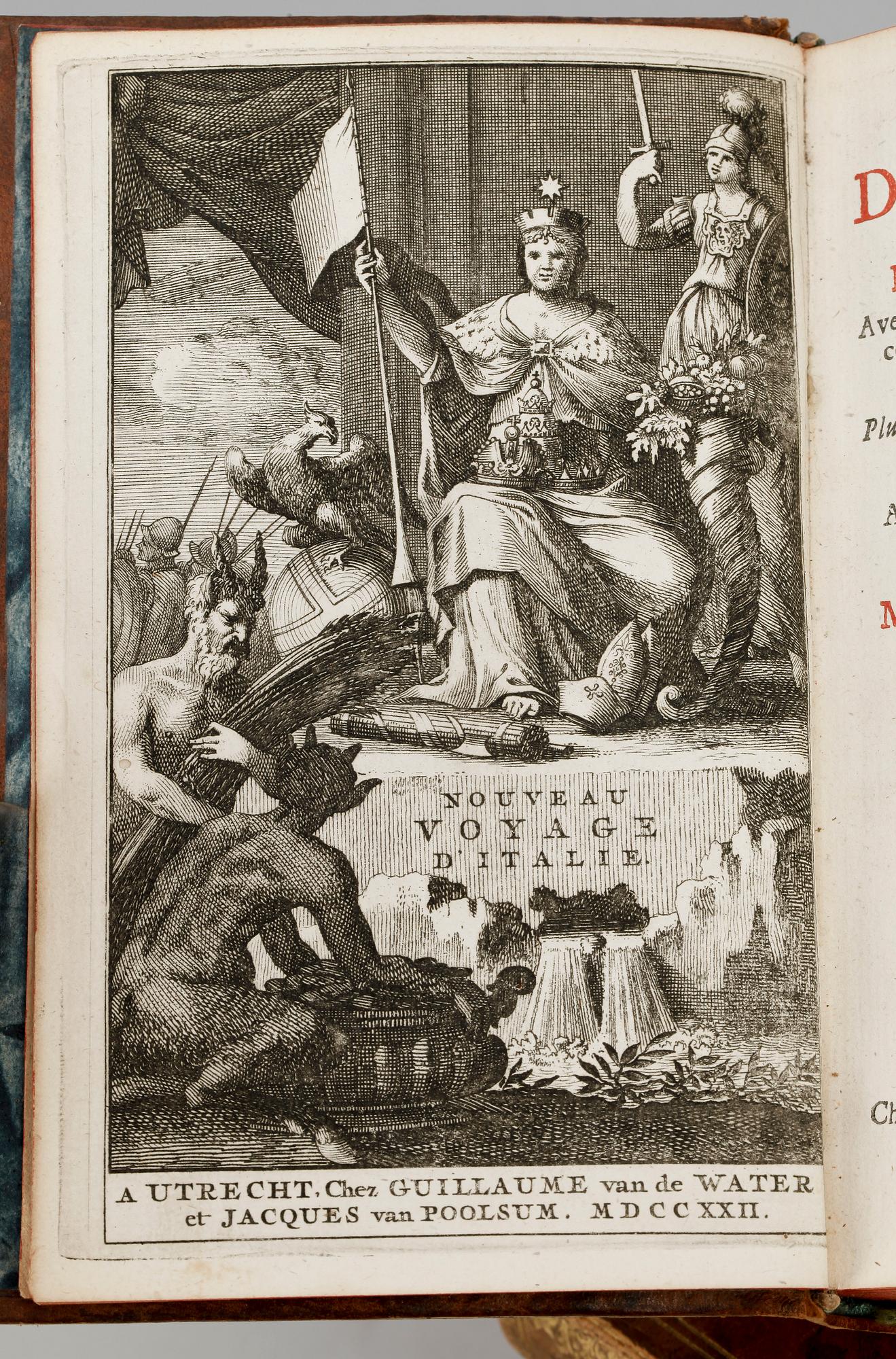 BOK, 4 vol, "Voyage D`Italie de Monsieur Misson.." av Monsieur Addisson, Utrecht 1722.
