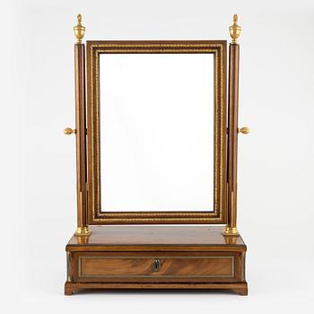 A late Gustavian mahogany and gilt-brass mounted dressing mirror, late 18th century.