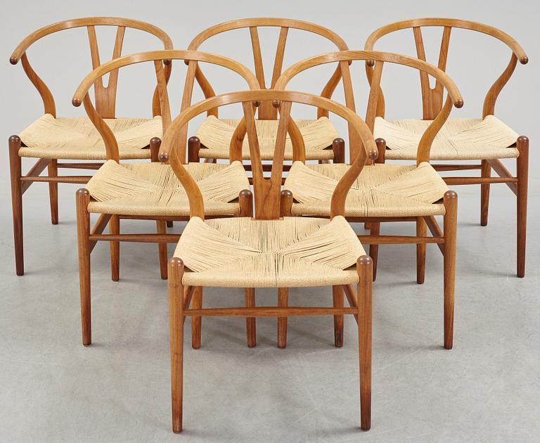 A set of six armchairs 'Y-chair' by Hans J Wegner, Carl Hansen & Son, Denmark.