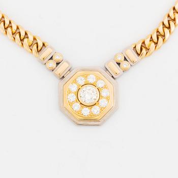 An 18K gold necklace with a round brilliant-cut diamond weight ca 1.65 cts quality ca I vs, by Jan Hellströmer.