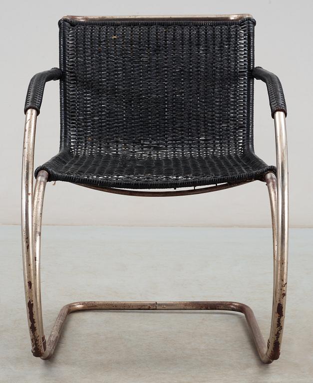 A Ludwig Mies van der Rohe 'MR 20' armchair, Berliner Metallgewerbe Josef Müller or Bamberg Metallwerkstatten, ca 1927.