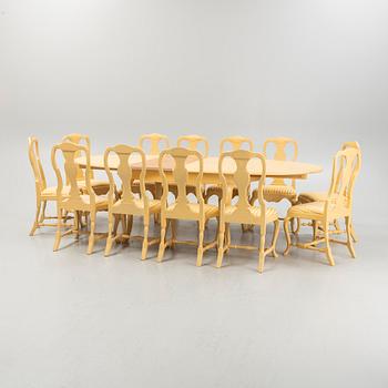 A 13-piece Rococo style dining room furniture suite, 20th Century.