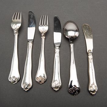 COHR, a part silver cutlery, Denmark, mid 20th century (52 pieces) + 6 pieces bl.a. MEMA, 1990-2000's. Weight 2900 gram.