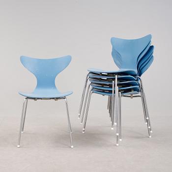 STOLAR, 6 stycken, "Liljan", Arne Jacobsen, 1970-tal.