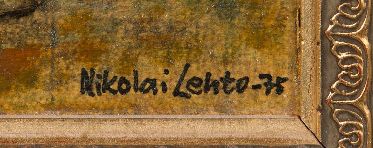 Nikolai Lehto, olja på pannå, signerad och daterad -75.