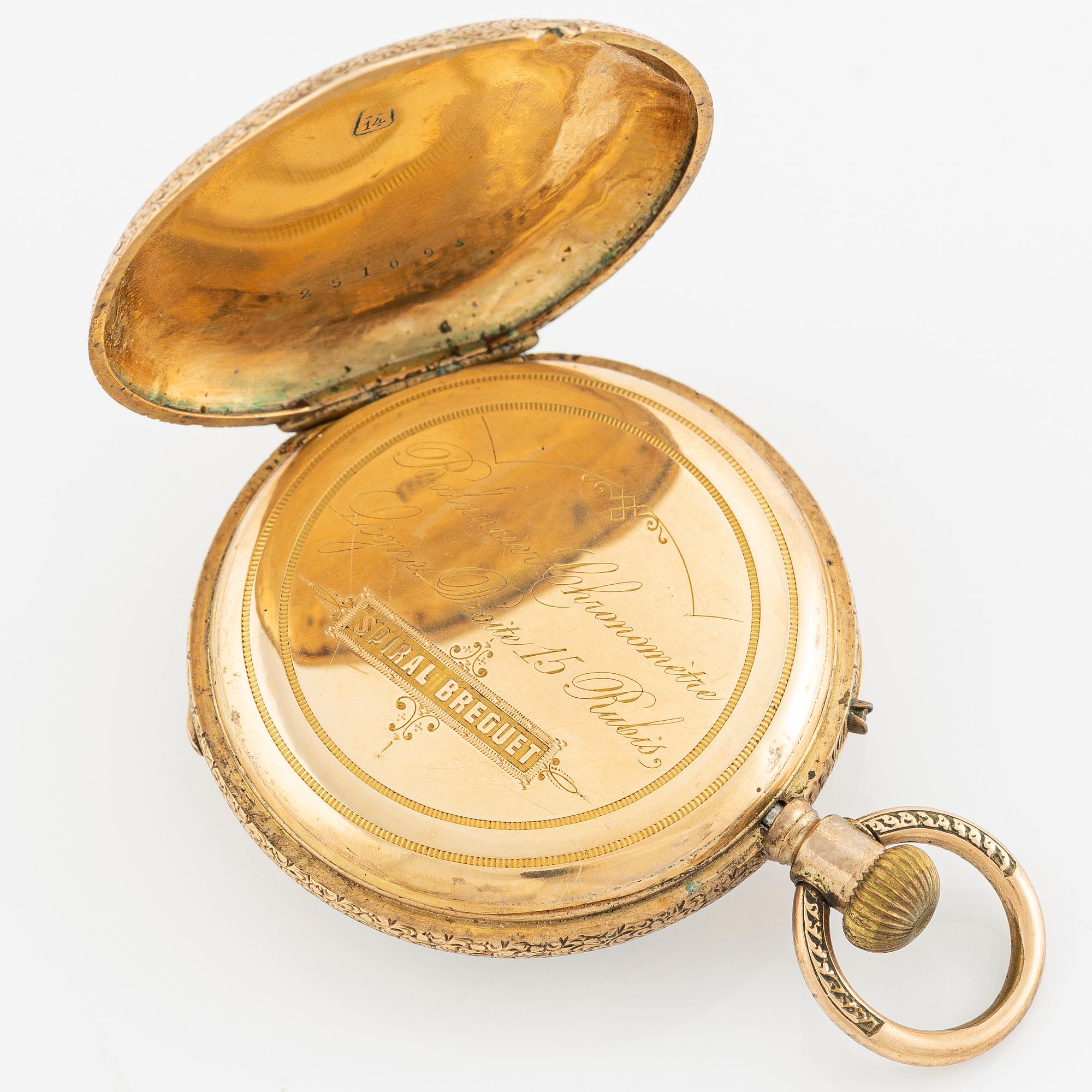Pocket watch, 14K gold, 37,5 mm.
