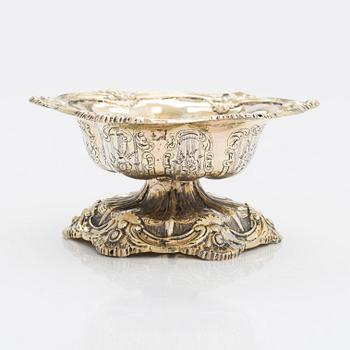 A mid-19th-century parcel-gilt silver salt cellar, Moscow 1846.