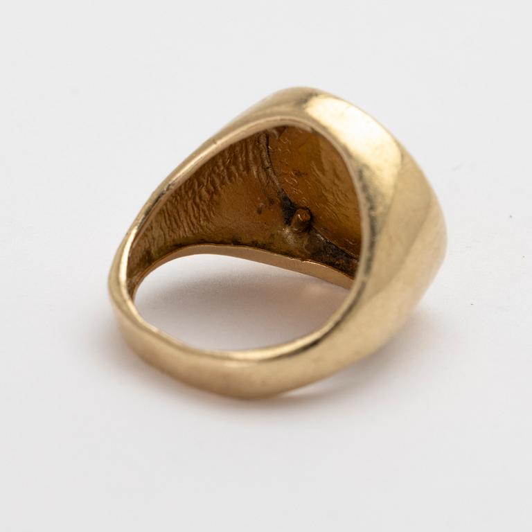 Ring, 14 k guld, monterat mynt, 21,6 k guld, dos y medios pesos, Estados Unidos Mexicanos.