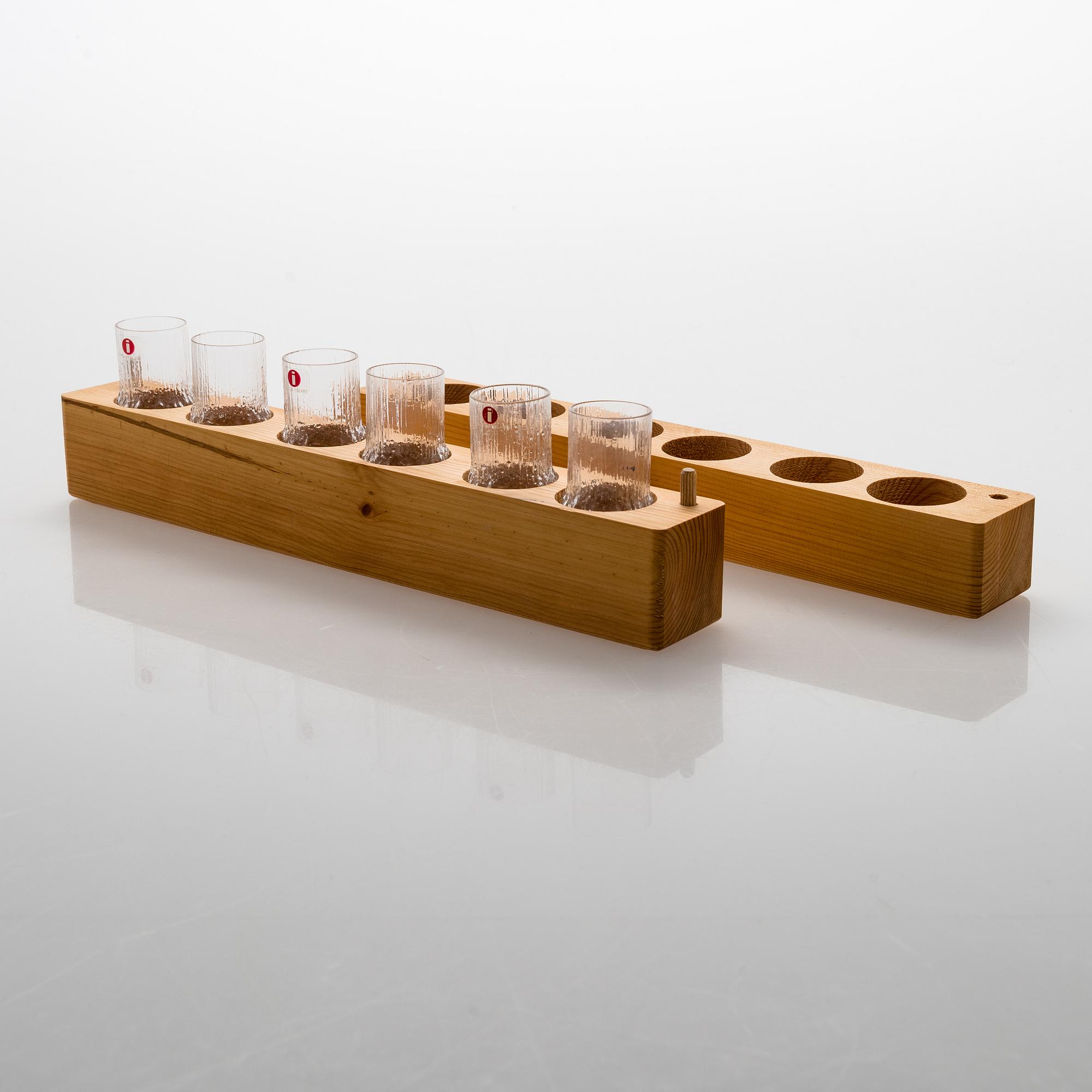 Tapio Wirkkala, snapsilasit, 6 kpl, "Niva", Iittala. Alkuperäislaatikossa.