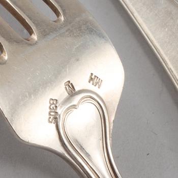 BESTICK, 21 st, silver, mestadels Sverige, 1800-tal samt sekelskiftet 1900, total vikt 1190 gram.
