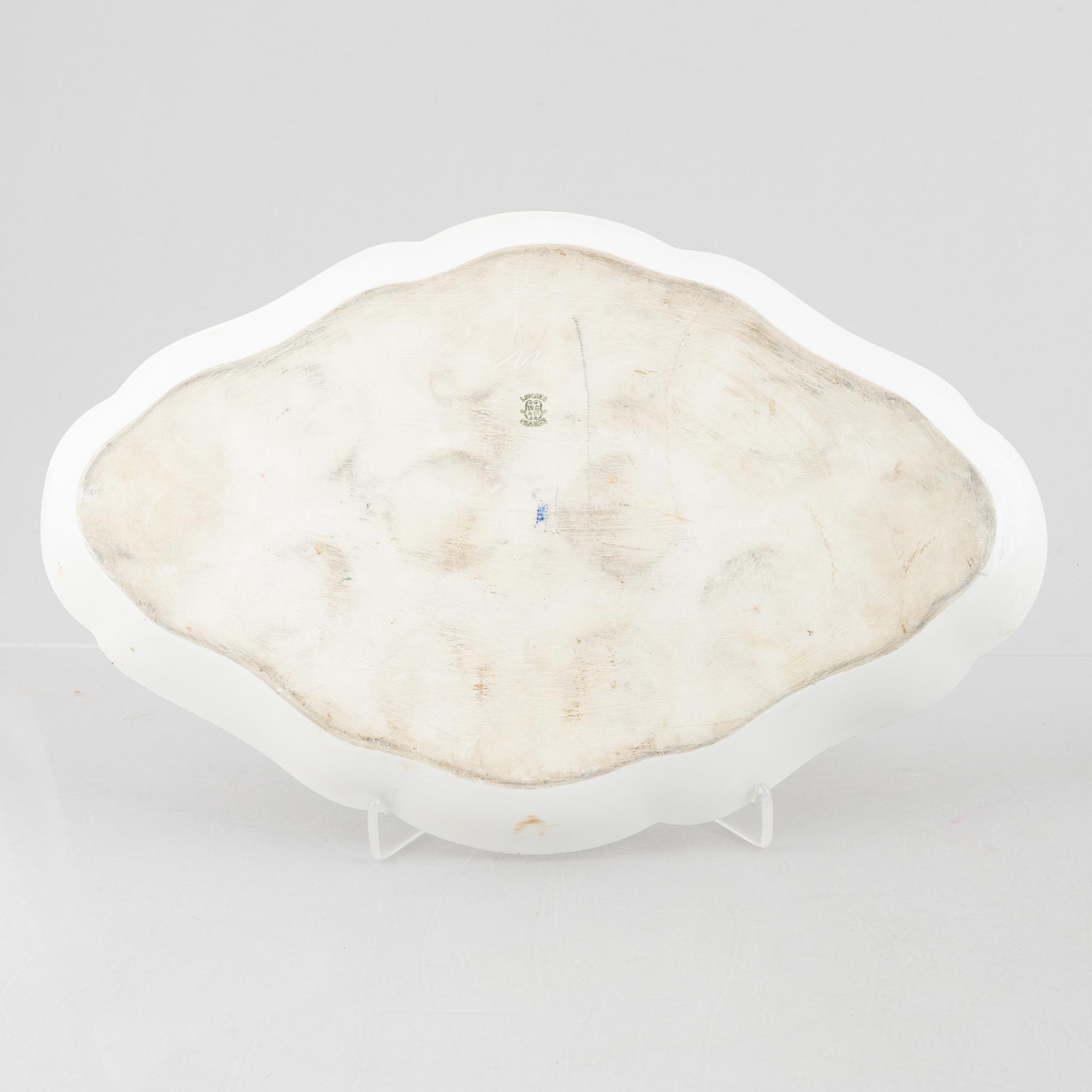 Tray with twelve creamers, porcelain, Limoges WG & Co, France.