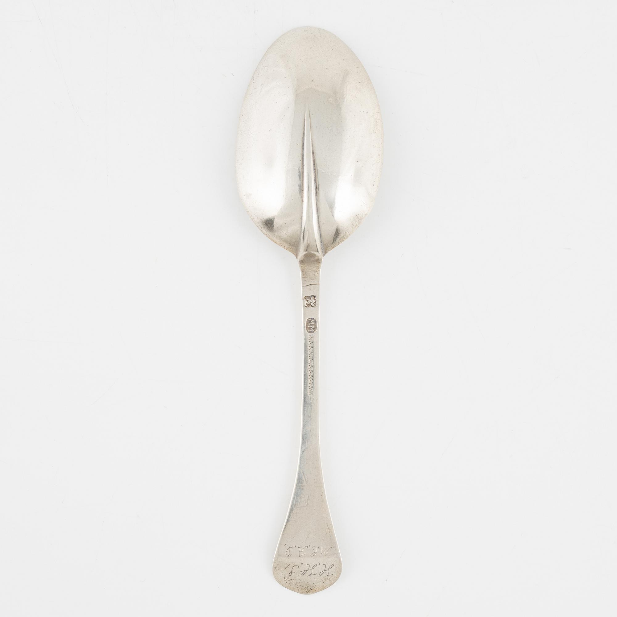 A Swedish Silver Rat-Tail Spoon, mark of Magnus Myrman, Norrköping before 1735.