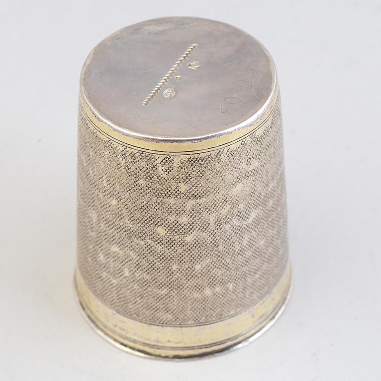 A German 17th century silver-gilt beaker, mark of Johann Höfler, Nürnberg.