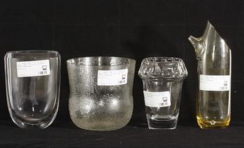 PARTI GLAS, 4 st, Orrefors, Kosta, Skruf, Iittala, bla sign Vicke Lindstrand.