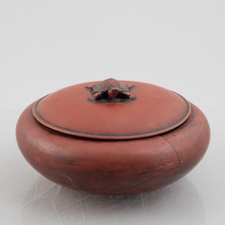 A red lacquer bowl with cover, Japan, presumably Meiji (168-1912).