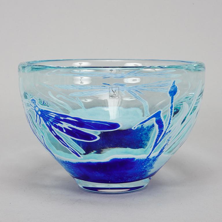 Astrid Gate, skål, glas, "Trollslända", Johansfors, Limited Edition, nr 62/299.