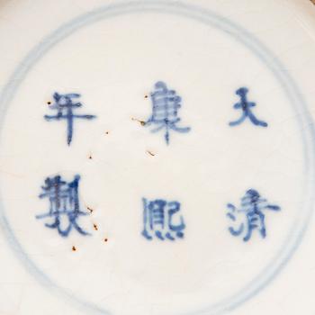 A set of six Chinese porcelain ink boxes.