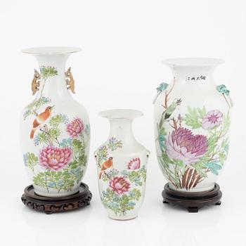 A set of three Chinese vases, 20th Century.