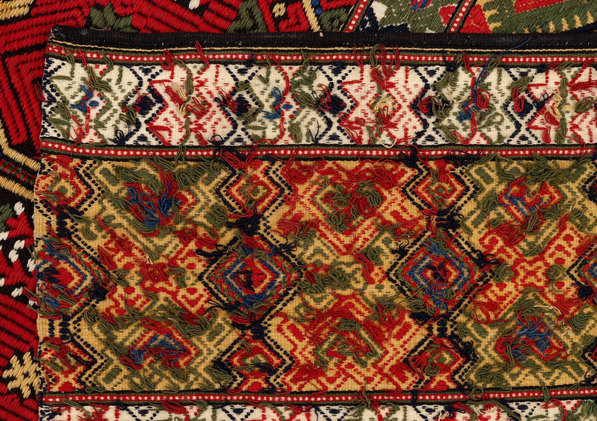 A flat-weave (krabbasnår) bed cover, c. 215 x 118 cm, South-West Scania, dated 1844.