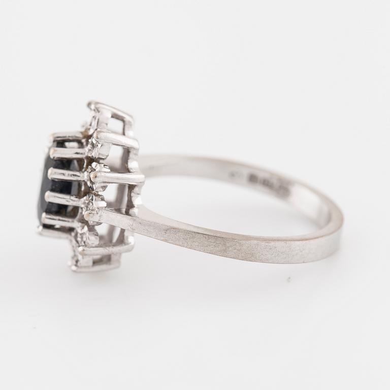 A sapphire and brilliant cut diamond ring with Swedish hallmark.