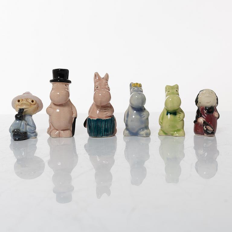 Leo Tykkyläinen, figuriner, 6 st, "Mumin", Arabia, 1950/60-tal.