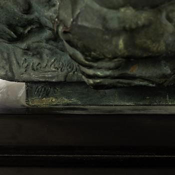 Gudmar Olovson, sculpture. Signed. Numbered. Foundry mark. Bronze, total height 40 cm, length 25 cm.