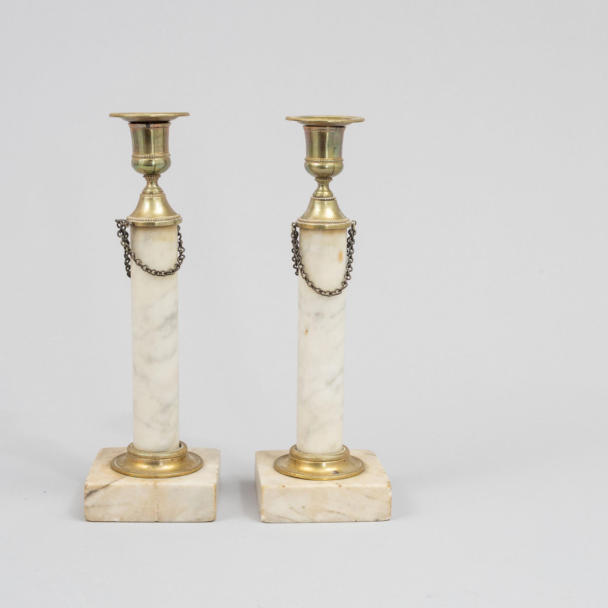 A pair of Gustavian style candle sticks, Sweden, second half of the 19th century.
