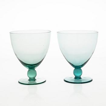 A set of eight wine glasses.