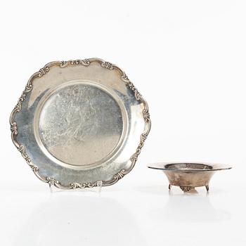 Bowl and dish, silver, Norway, first half of the 20th century.